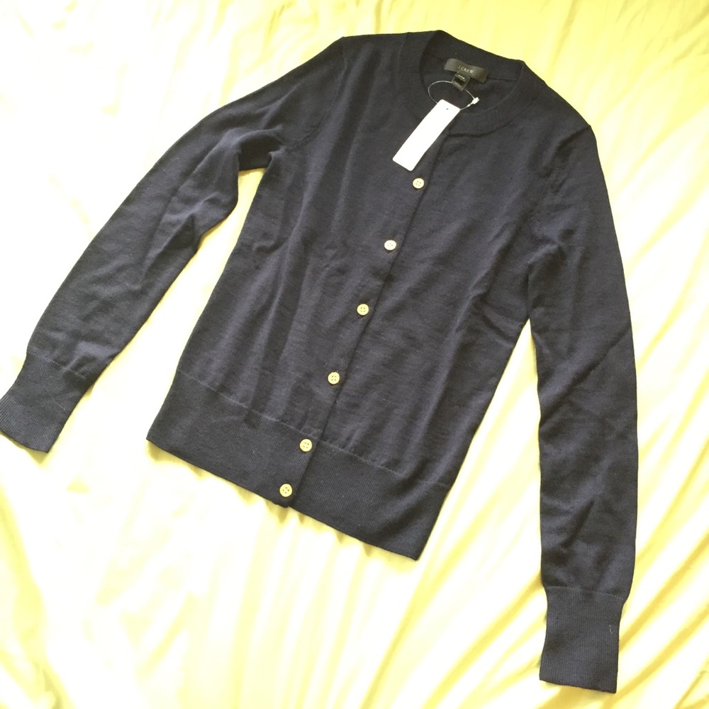 J. Crew Navy Merino Wool Jackie Cardigan Twin Set - Picture 4 of 8